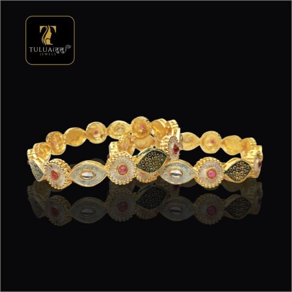Gold Look alike AD stone Bangle 14A - Image 3