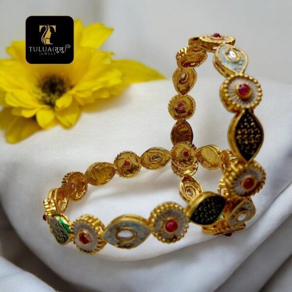 Gold Look alike AD stone Bangle 14A - Image 2