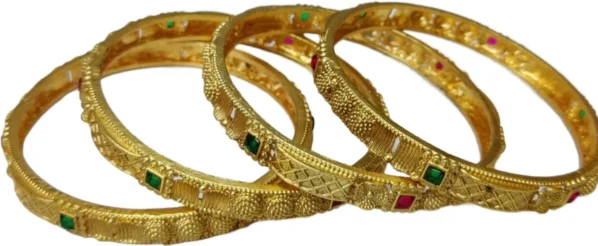 Elegant Gold-Plated Bangles with Intricate Detailing - Image 4