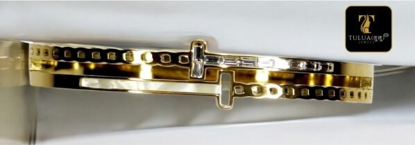 Gold-Plated Bracelet with Intricate Chain Design and Diamond Accents by Tulua Jewels - Image 4