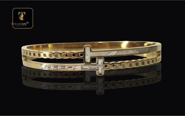 Gold-Plated Bracelet with Intricate Chain Design and Diamond Accents by Tulua Jewels - Image 2