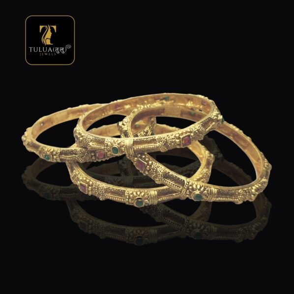 Elegant Gold-Plated Bangles with Intricate Detailing - Image 2