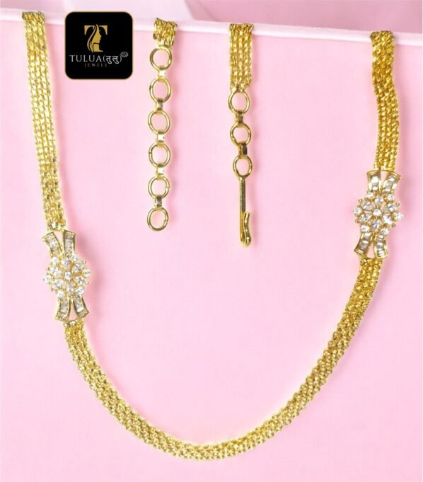 Elegant Gold-Plated Necklace with Floral Crystal Design | Tulua Jewels - Image 3