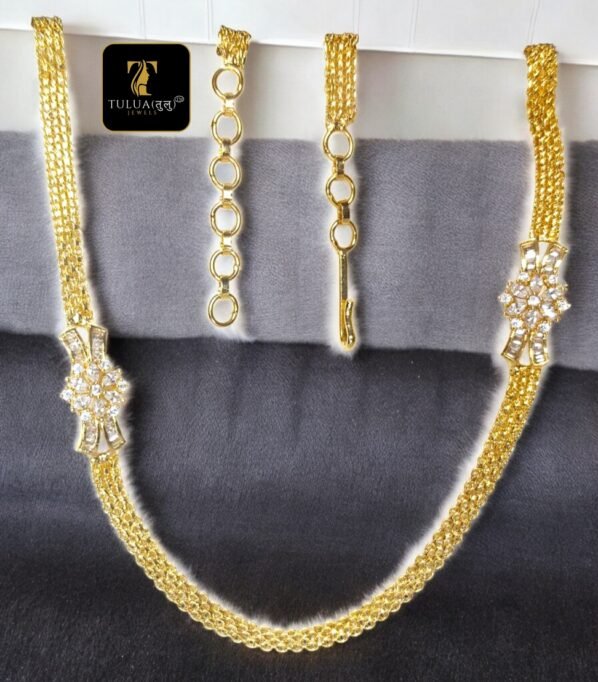 Elegant Gold-Plated Necklace with Floral Crystal Design | Tulua Jewels - Image 2