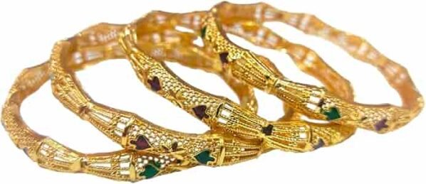 Elegant Gold-Plated Bangles with Intricate Detailing - Image 3