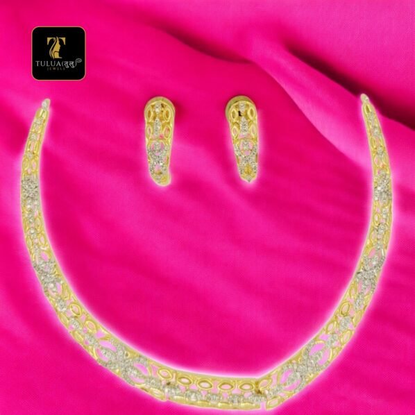 Elegant Gold Necklace and Earring Set with Intricate Design - Image 4