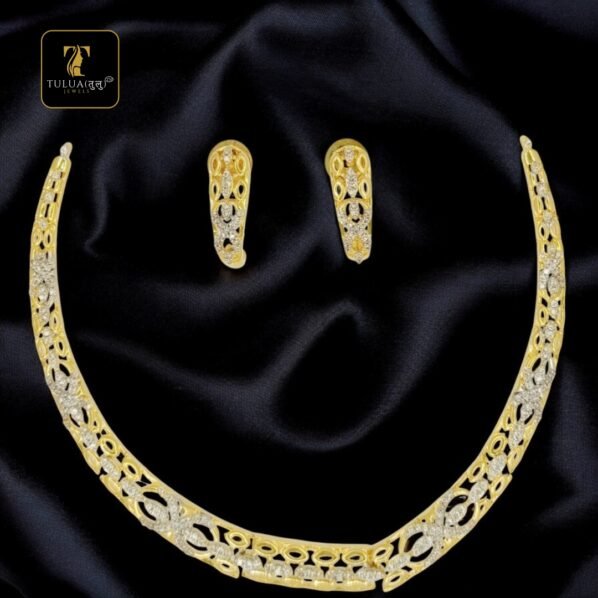 Elegant Gold Necklace and Earring Set with Intricate Design - Image 3