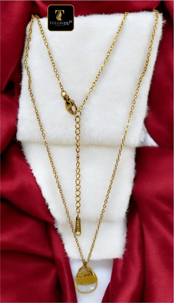 Elegant Gold-Plated Pendant Necklace with Clear Charm - Image 2