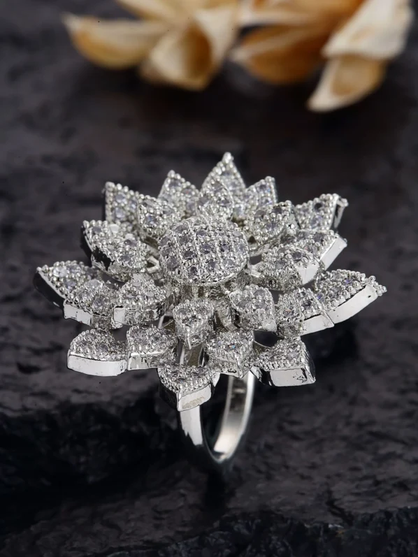 Exquisite Diamond Floral Brooch – White Luxury Accessory Ring | Tulua Jewels - Image 2