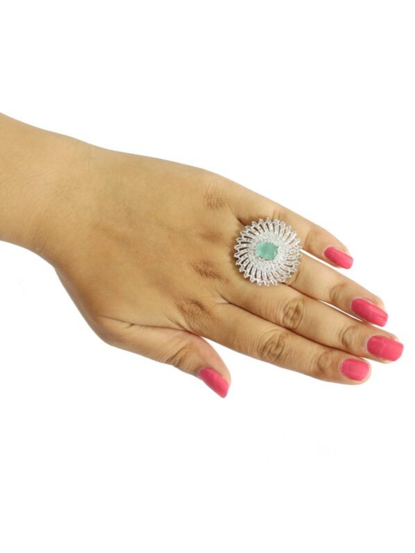 Silver Ring with Green Gemstone